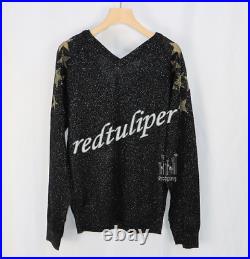 2021 star print fashion V-neck Pullover long sleeve sweater