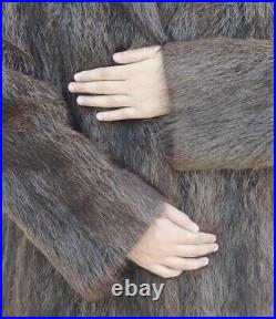42 Long Mens Fur Coat Men Farmer Nutria Jacket Natural Vintage Beaver Chest 46