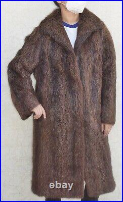 42 Long Mens Fur Coat Men Farmer Nutria Jacket Natural Vintage Beaver Chest 46