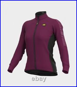 Ale Cycling Women Winter Jersey Long Sleeve Solid Black-Amarone Red Size SNEW