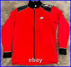 Assos Cycling Long Sleeve Jersey Fleece Button At The Top Zip Pocket Warm Red XL