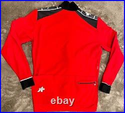 Assos Cycling Long Sleeve Jersey Fleece Button At The Top Zip Pocket Warm Red XL
