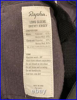 Authentic Rapha Mens Cycling Long Sleeve Brevet Jersey GREY Extra Small XS