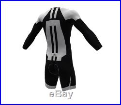 BW Aero Long Sleeve Cycling Road Skinsuit in Black / White With NO Logo by GSG