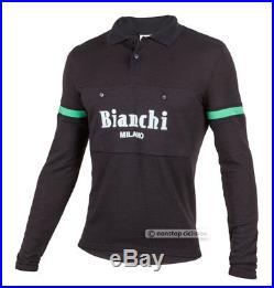 Bianchi Milano CAMASTRA Vintage Wool Retro Long Sleeve Cycling Jersey BLACK MD