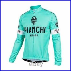 Bianchi-Milano Celeste Leggenda Long Sleeve Cycling Jersey Made in Italy