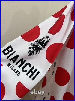 Bianchi Milano King Of The Mountain Red Polka Dot Long Sleeve Jersey Sz XL