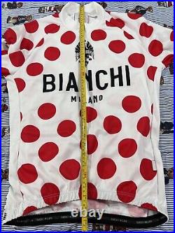 Bianchi Milano King Of The Mountain Red Polka Dot Long Sleeve Jersey Sz XL