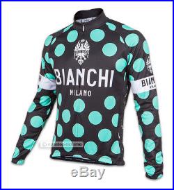 Bianchi Milano LEGGENDA Long Sleeve Cycling Jersey BLACK/CELESTE POLKA DOTS
