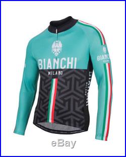 Bianchi Milano MONTALTO Long Sleeve Hidden Zipper Cycling Jersey CELESTE/BLACK