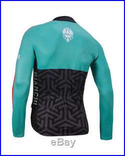 Bianchi Milano MONTALTO Long Sleeve Hidden Zipper Cycling Jersey CELESTE/BLACK