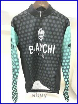 Bianchi Milano PETROSO Cycle Jersey Long Sleeve Black Celeste Thin Brushed