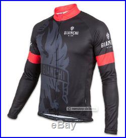Bianchi Milano SORISOLE Long Sleeve Full Zip Cycling Bicycling Jersey BLACK/RED