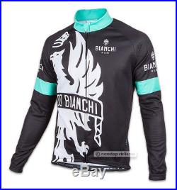 Bianchi Milano SORISOLE Long Sleeve Full Zip Cycling Jersey BLACK/CELESTE