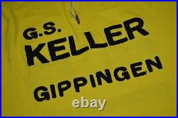 Bike Cycling Jersey Vintage 70'S G. S. Keller Gippingen 50% Wool Yellow Mens S