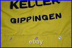 Bike Cycling Jersey Vintage 70'S G. S. Keller Gippingen 50% Wool Yellow Mens S