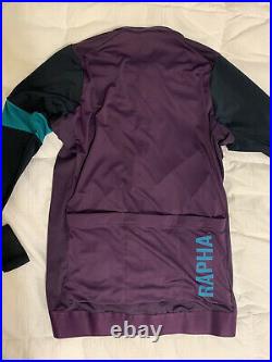 Bnwt Rapha Pro Team Cycling Training Long Sleeve Purple On Navy Medium Midweight