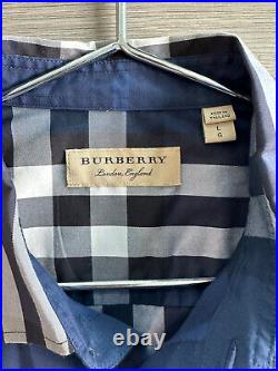 Burberry Buttondown Blue/White Plaid Large