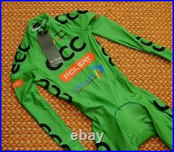 CCC Polsat, long sleeve dmtex green Cycling skinsuit, Mens Small