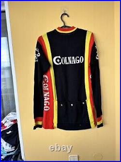 Colnago vintage 80s Wool Acryl Cycling Long Sleeve jacket Jersey size 4