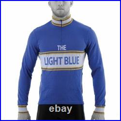 Cycling Long Sleeve Jersey Light Blue Classic Wool Blue Large
