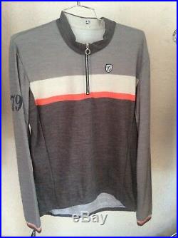 Giordana Sport Long Sleeve Wool Cycling Jersey Grey Black Orange Size Large