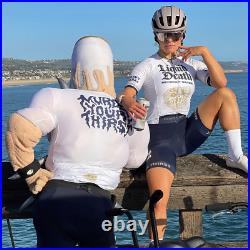 Heavy Pedal x Liquid Death Unisex Cycling Zipper Pocket Long Sleeve White Jersey