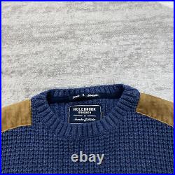 Holebrook Sweden Sweater Large Blue Padded Elbow Outdoors Patch Heavy Casual Men