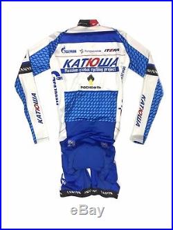 KATUSHA`s team cycling spandex skinsuit. Race suit with long sleeve. Sz S