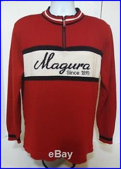 Magura Wool Red Long Sleeve Cycling Jersey Germany XL Vtg