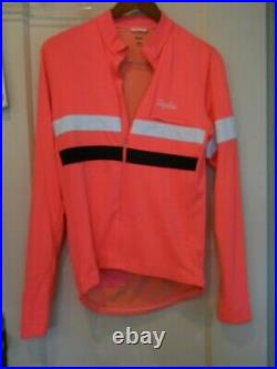 Men's Rapha Brevet Long sleeve wool blend Jersey Jacket Large, hi Vis Pink
