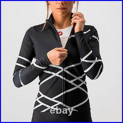 NEW 2021 Castelli DIAGONAL Womens Long Sleeve Jersey LIGHT BLACK/SILVER GREY