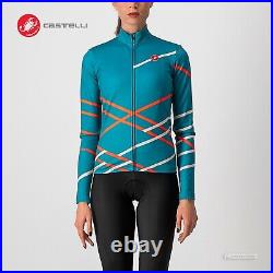 NEW Castelli DIAGONAL Womens Long Sleeve Jersey TEAL/BRILLIANT PINK