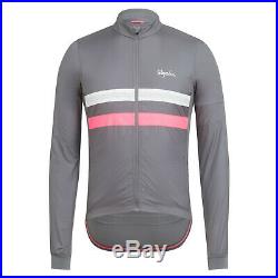 NEW Rapha Men Cycling Jersey M Brevet Windblock Grey Pink RCC Hi Vis Long Sleeve
