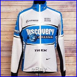 NIke Discovery Long Sleeve Full Zip Up Blue Cycling Jersey Shirt Made Italy XL