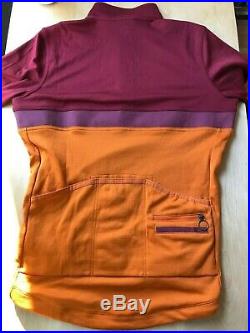 NWOT Rapha Long Sleeve Club Jersey M medium Orange Maroon wool