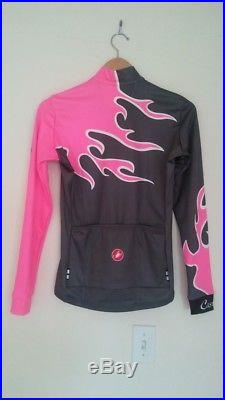 NWT Castelli Fiamma Flame Jersey Women's SMALL thermal long sleeve full zip PINK