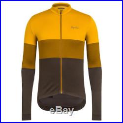NWT RAPHA Mens Long Sleeve Tricolor Cycling Jersey, X-Large, Gold/Brown