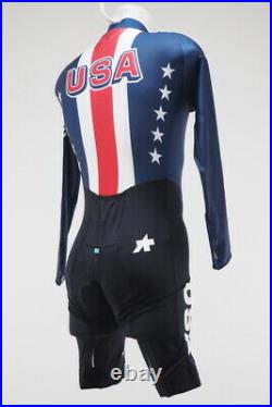 New! Assos Men's Long Sleeve Cycling SkinSuit Size Small USA MTB Custom Rd/Wt/Bl