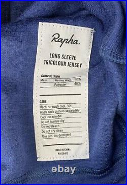 New RAPHA Long Sleeve Tricolour Jersey Navy Size Small