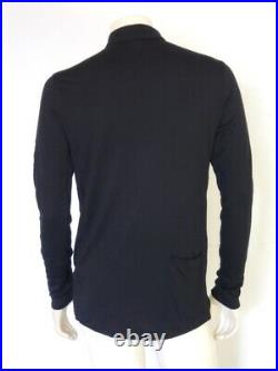 RAPHA Black Long Sleeve Merino Polo Shirt With Pink Gingham Trim Size LARGE