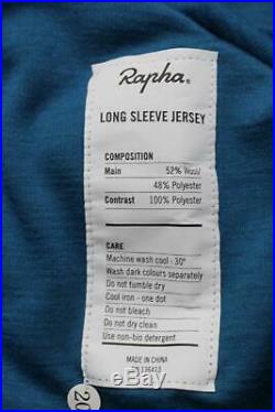 RAPHA Men's Blue Wool Blend Long Sleeve Zip Front Cycling Jersey XXL BNWT