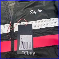 RAPHA Men's Brevet FLYWEIGHT Lightweight Wind Jacket US Sz XXL Black White Pink