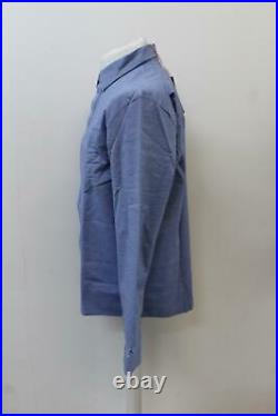 RAPHA Men's Merino Long Sleeve Wool Cotton Cycling Oxford Shirt Blue L BNWT