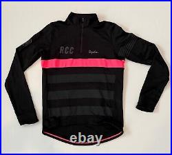RAPHA RCC Men's Long Sleeve Cycling Jersey Medium Wool Blend 1/4 Zip Black/Pink