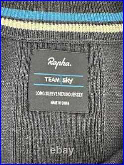 RAPHA Team Sky Long Sleeve Merino Wool Cycling Jersey Mens Size XL 1/4 Zip RARE