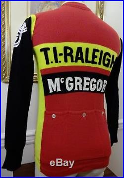 RARE 70's T. I. RALEIGH MC GREGOR CAMPAGNOLO WOOL LONG SLEEVE CYCLING JERSEY