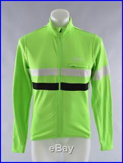 Rapha Brevet Jersey Men's Large Green Long Sleeve Merino Wool Cycling Hi Viz