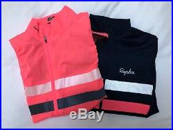 Rapha Brevet Long Sleeve Jersey Navy with Hi-Vis Pink Gilet Medium