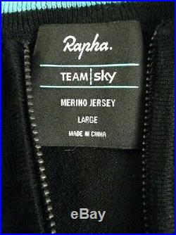 Rapha Team Sky Merino Wool 1/4 Zip Rider Issue Long Sleeve Cycling Jersey sz L